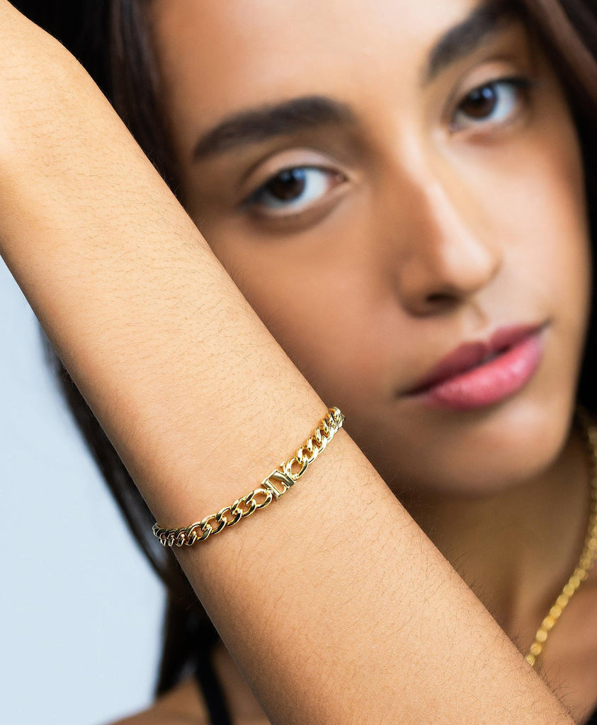 Bold Letters Bracelet 18ct Gold Vermeil - Larsson & Jennings | Official Store