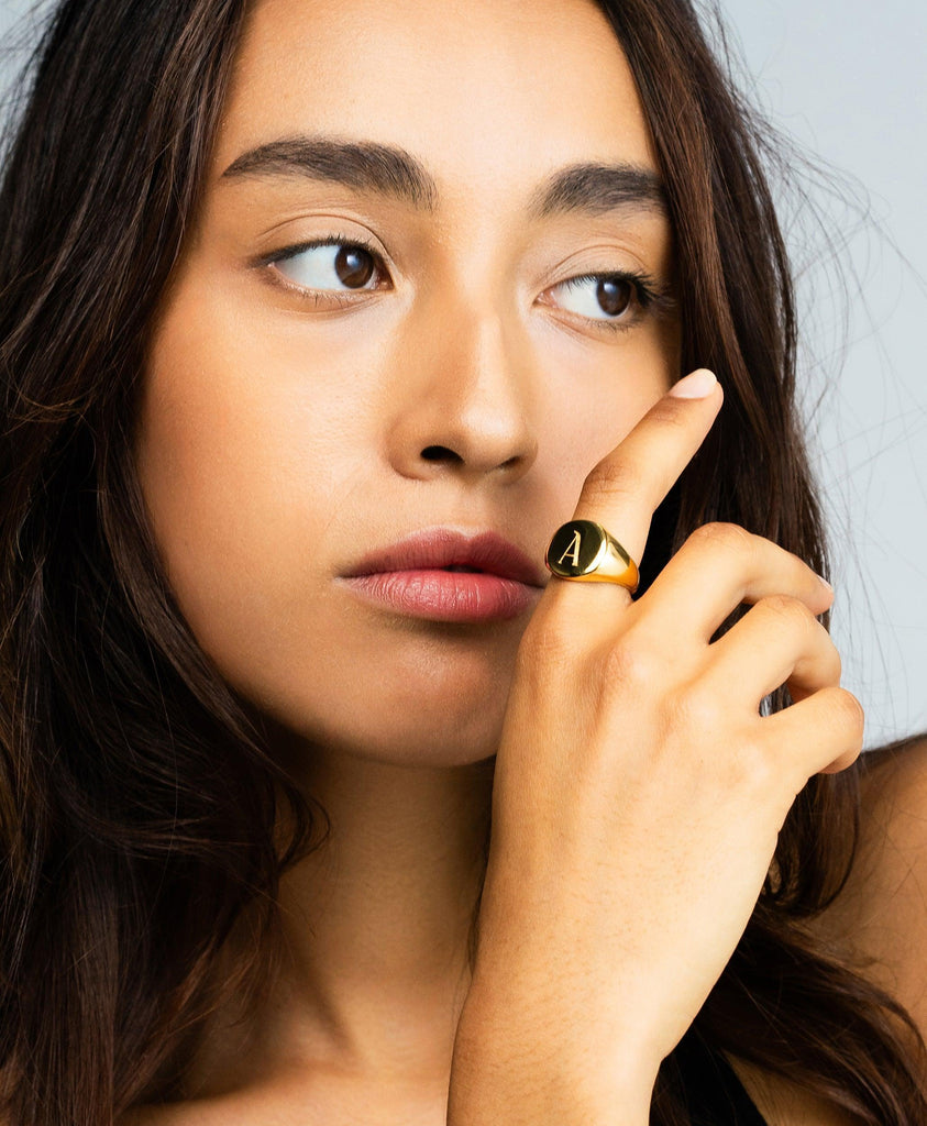 Letter Signet Ring 18ct Gold Vermeil - Larsson & Jennings | Official Store