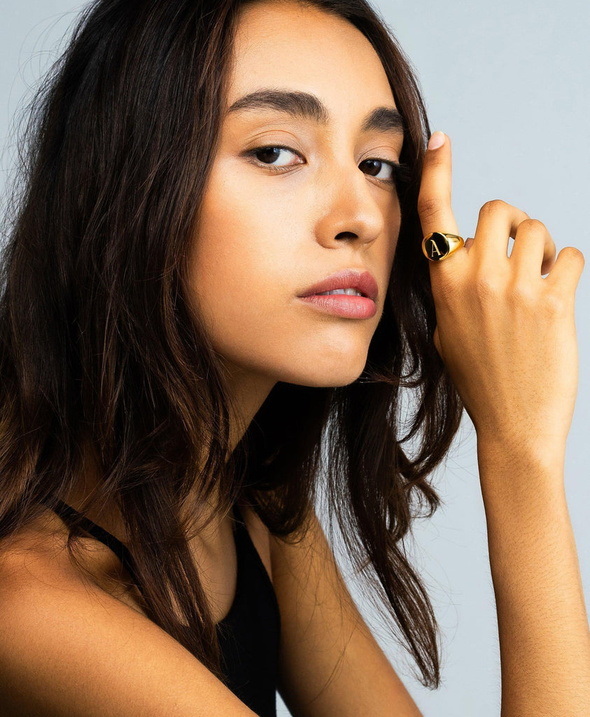 Letter Signet Ring 18ct Gold Vermeil - Larsson & Jennings | Official Store