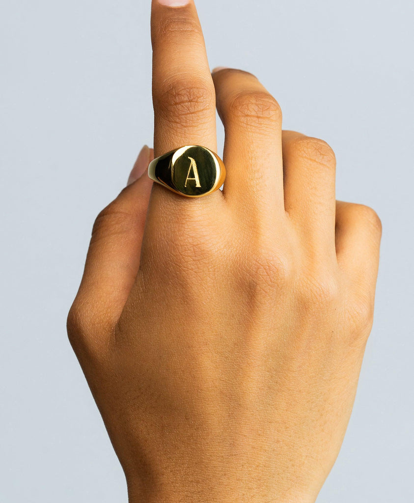 Letter Signet Ring 18ct Gold Vermeil - Larsson & Jennings | Official Store