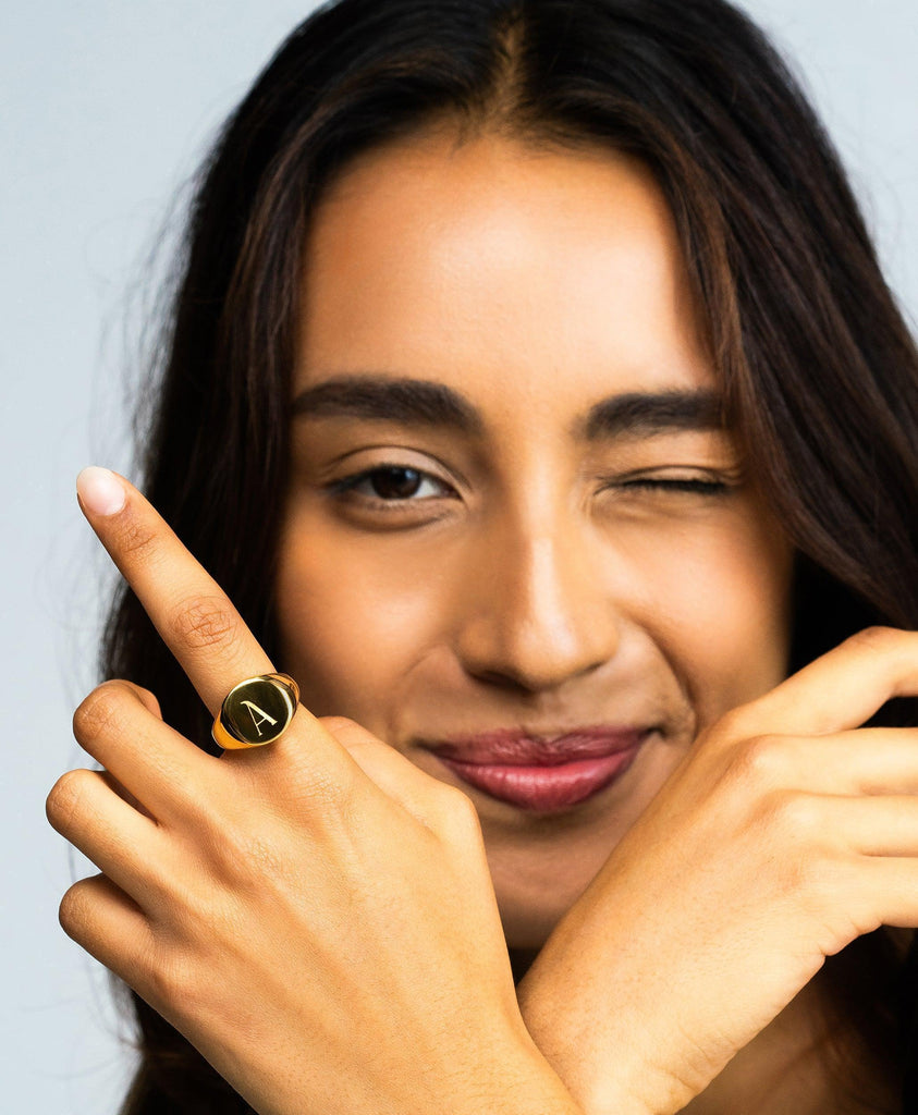 Letter Signet Ring 18ct Gold Vermeil - Larsson & Jennings | Official Store